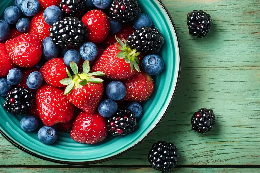 Assiette de fruits frais avec des mûres
