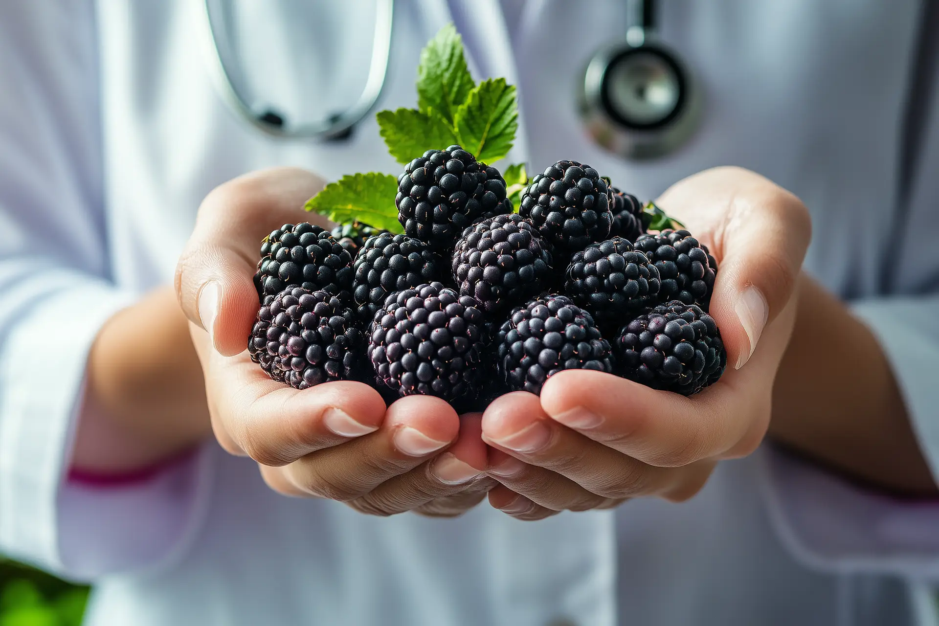 Mûres dans les mains d'un médecin